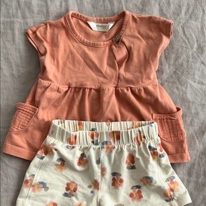 Mayoral Peach Top and Floral Print Shorts